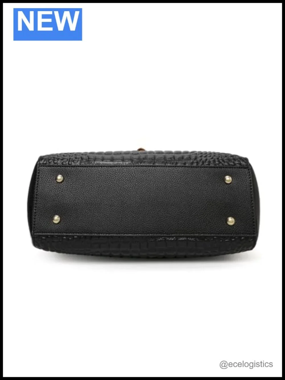 Genuine Leather Crocodile Embossed Top Handle Tote Bag, Detachable Strap, Large